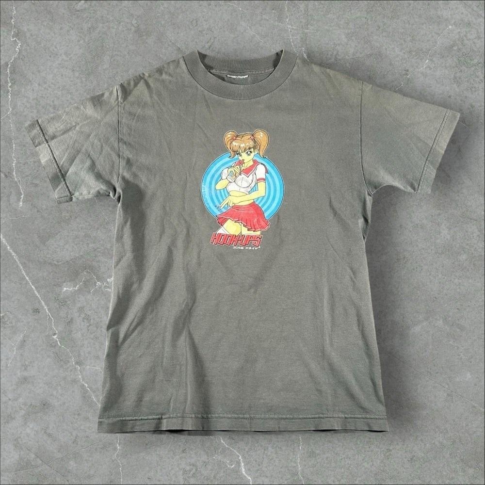 Vintage Hookups Shirt Mens Small Green 90s Suzi Twin Girls Skate Anime Rare